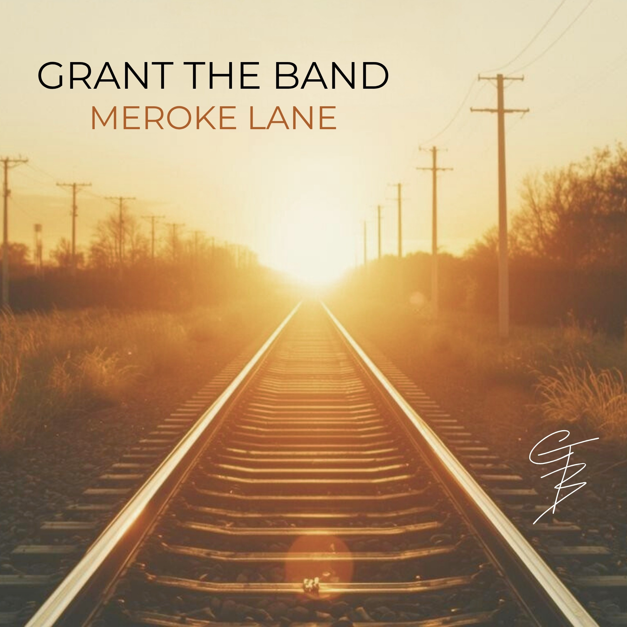 Meroke Lane EP cover: railroad tracks running into a golden sunset